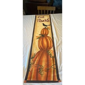 Fall Harvest Give Thanks Pumpkin Banner Wall Hanging Farmhouse Decor 60x14.5